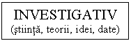 Text Box: INVESTIGATIV
(stiinta, teorii, idei, date)
